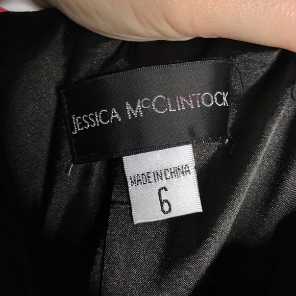 Jessica McClintock pink & black lace ruffle dress - Picture 5 of 9